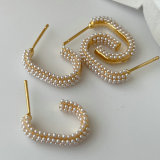 U hoop pearl earrings