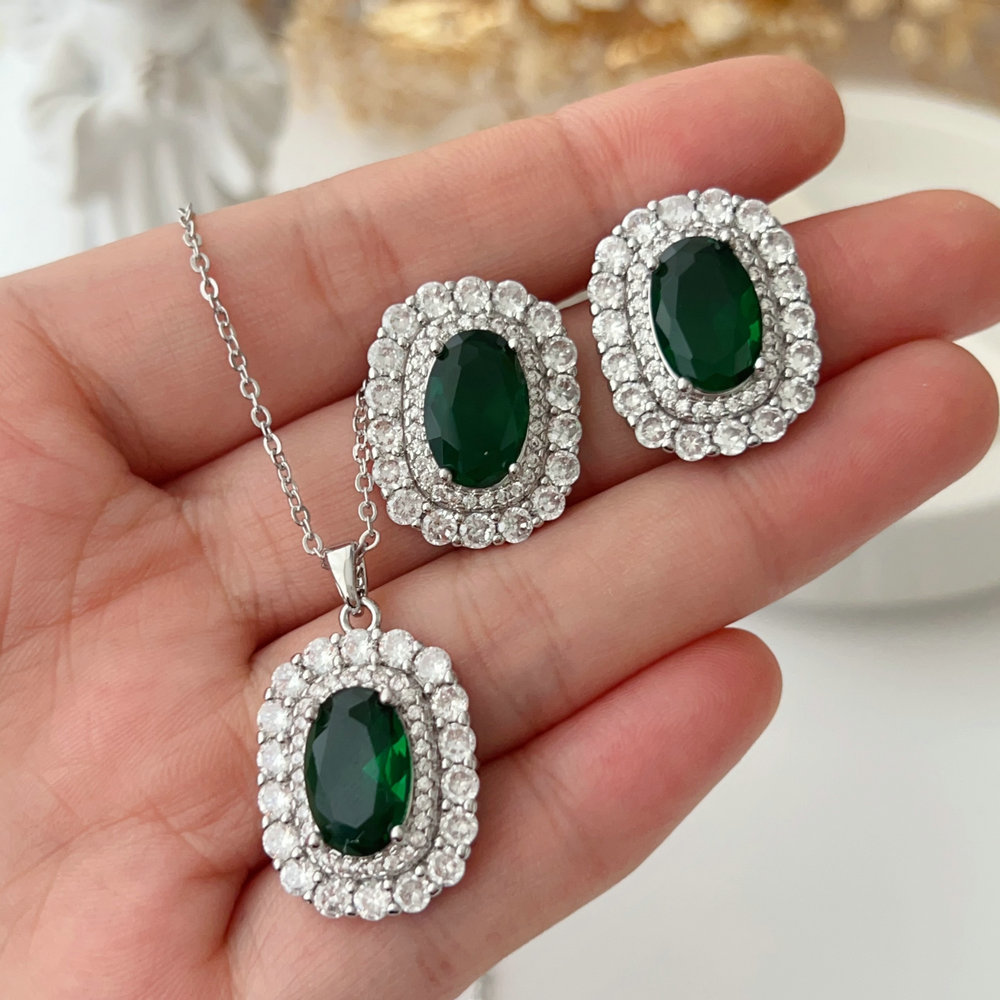 Pave green set jewelry