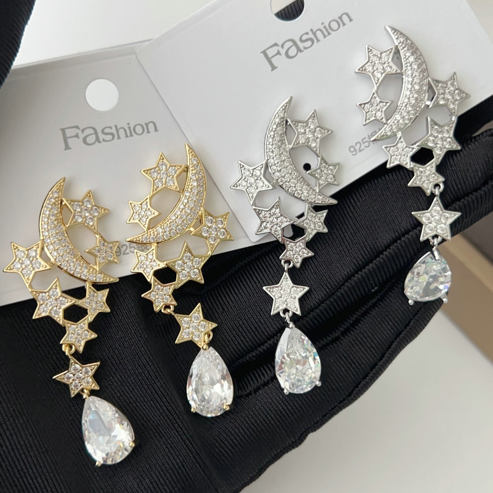 Pave star earrings