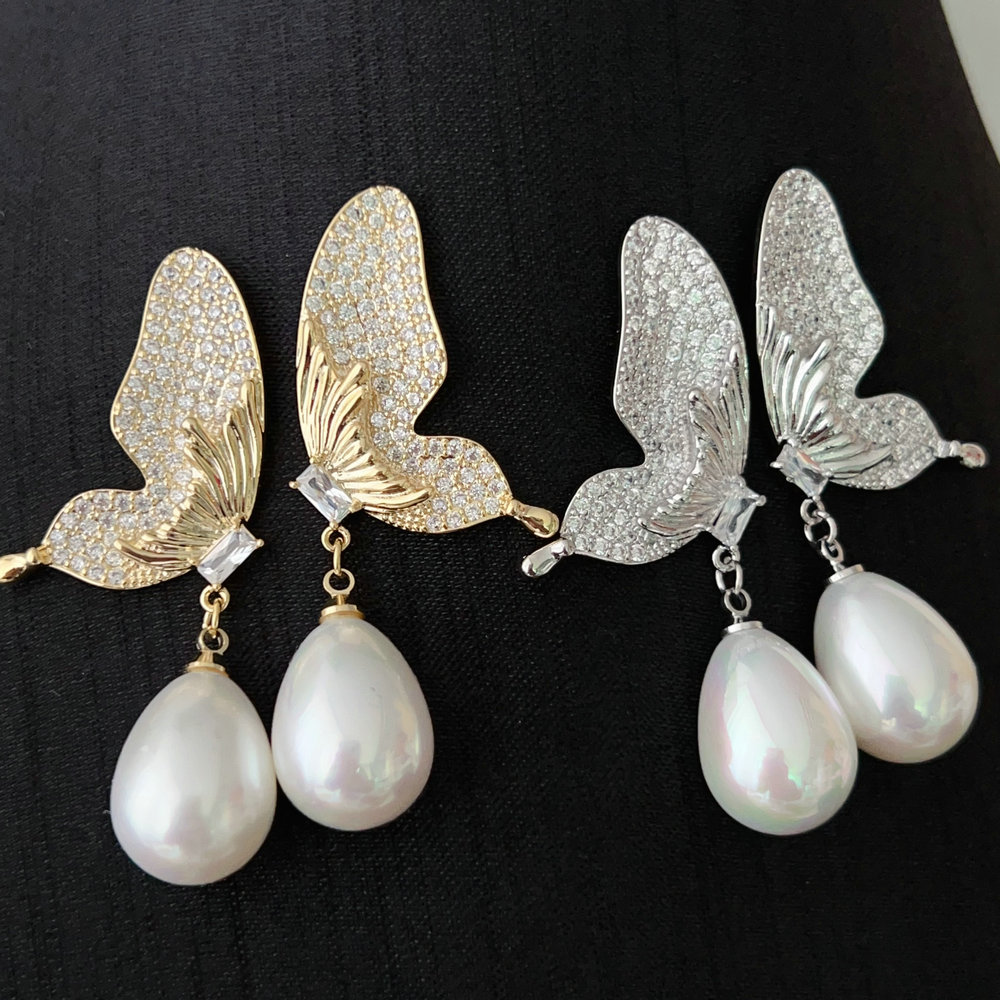 Butterfly Pearl Earrings
