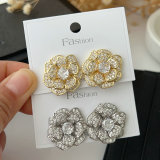 Pave zircon flower earrings