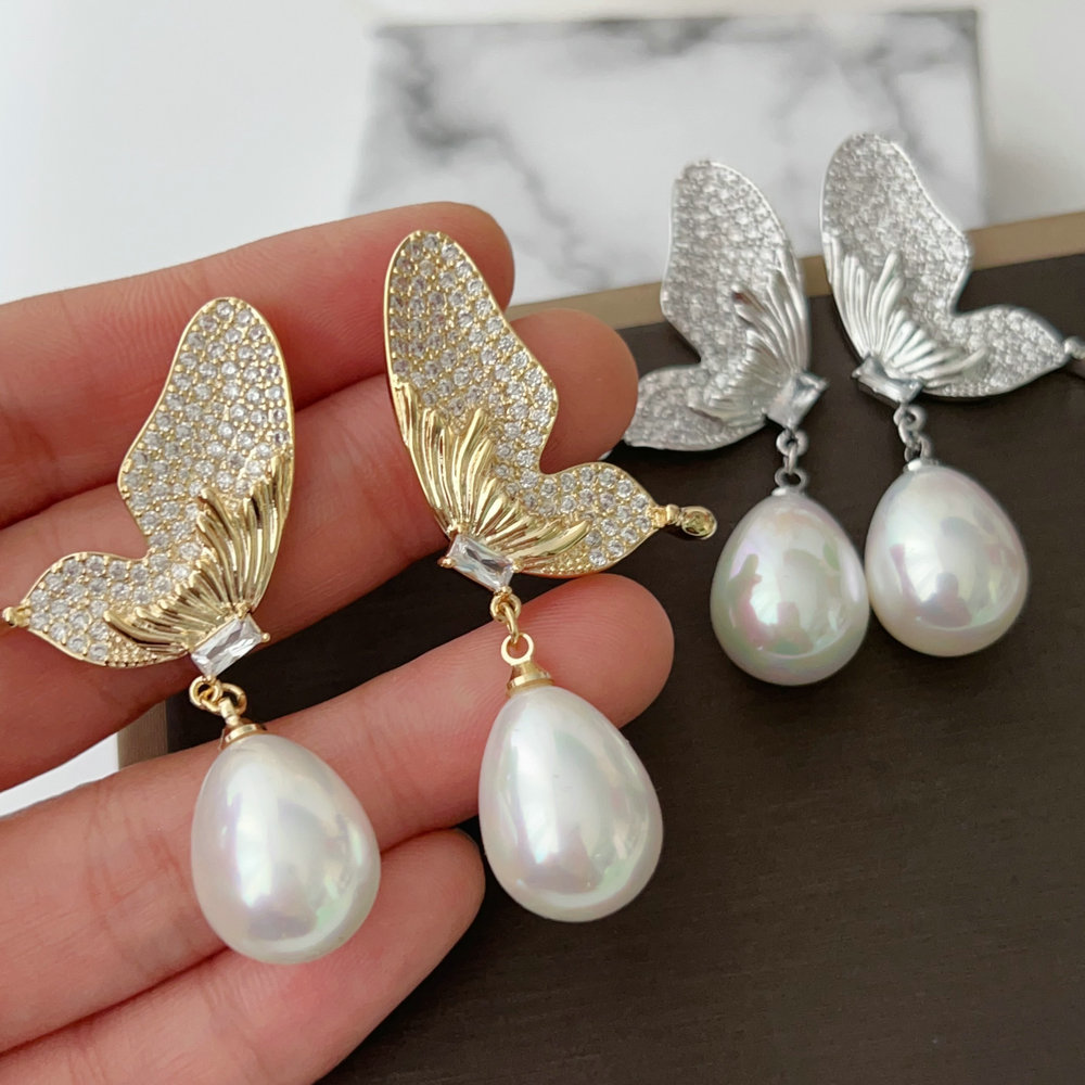Butterfly Pearl Earrings
