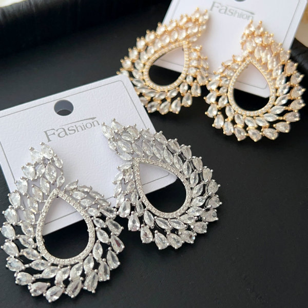 Chunky fine zircon earrings