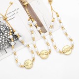 Adjustable glass pearl bracelet