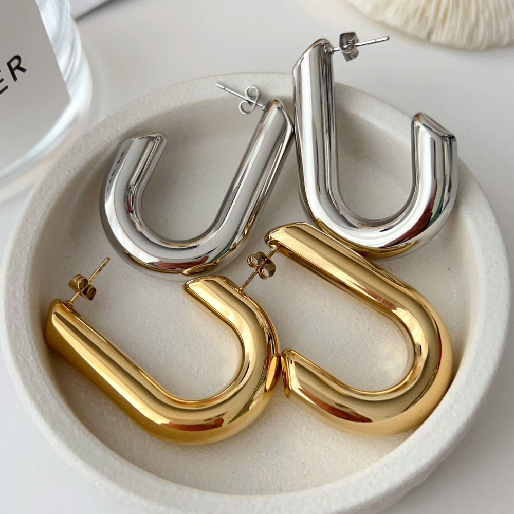 Stainless steel chunky earrings