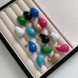 Enamel stainless steel drop earrings