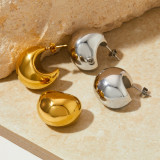 Stainless steel chunky moon hoop