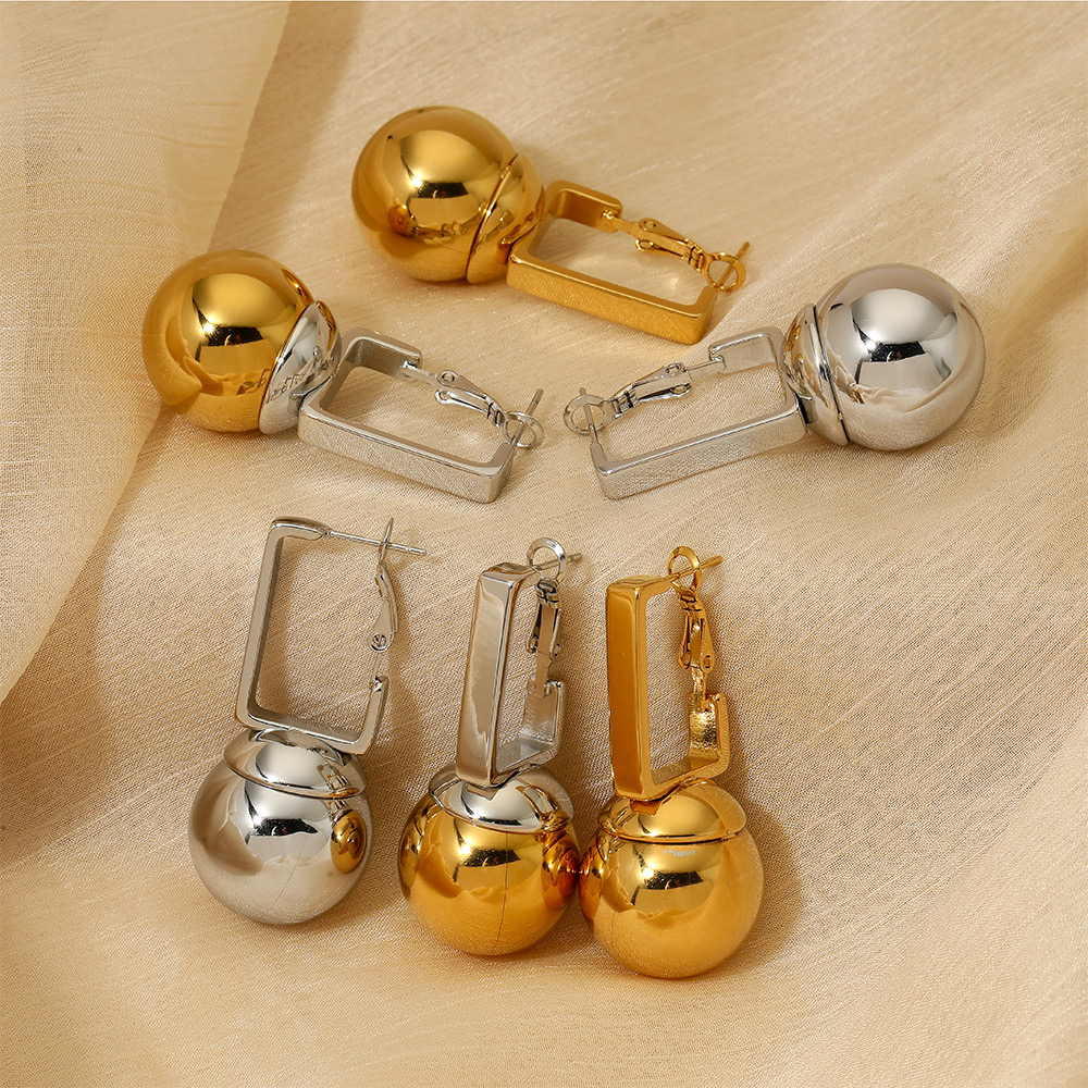 Chunky ball stainless steel earrings water proof