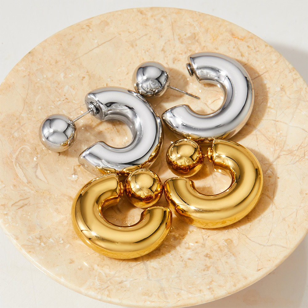 Stainless steel chunky hoops earrings