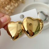 Stainless steel chunky heart earrings