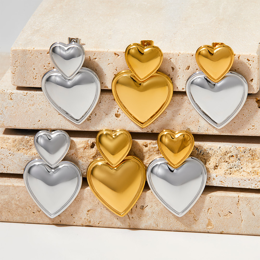 Stainless steel heart earrings