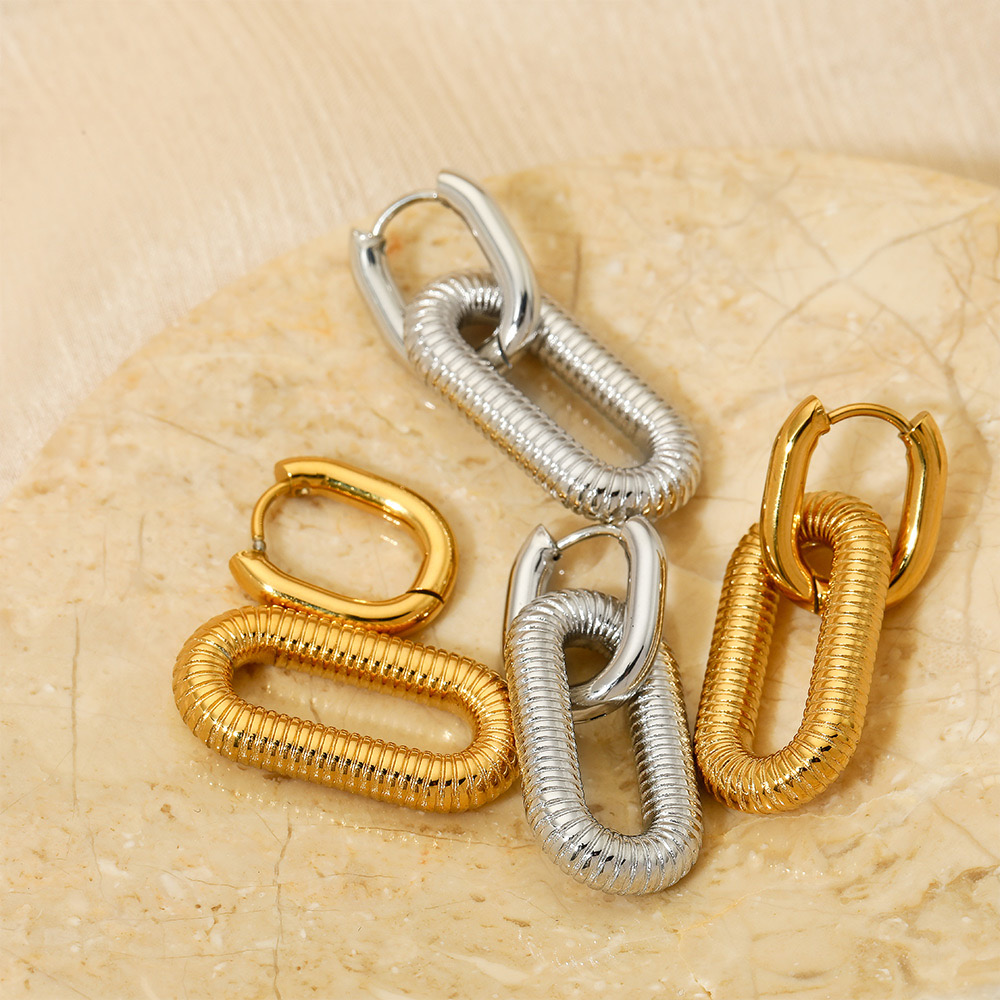 Stainless steel square charm earrings