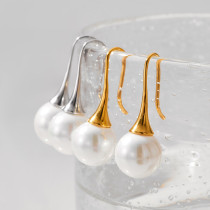 Stainless steel pearl earrings