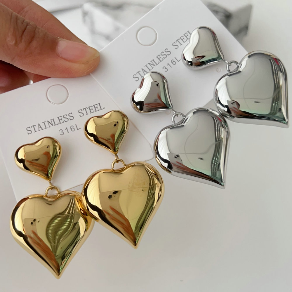 Stainless steel heart earrings