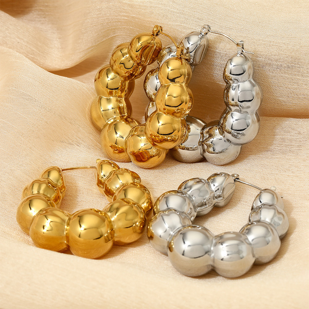 Stainless steel chunky hoops earrings