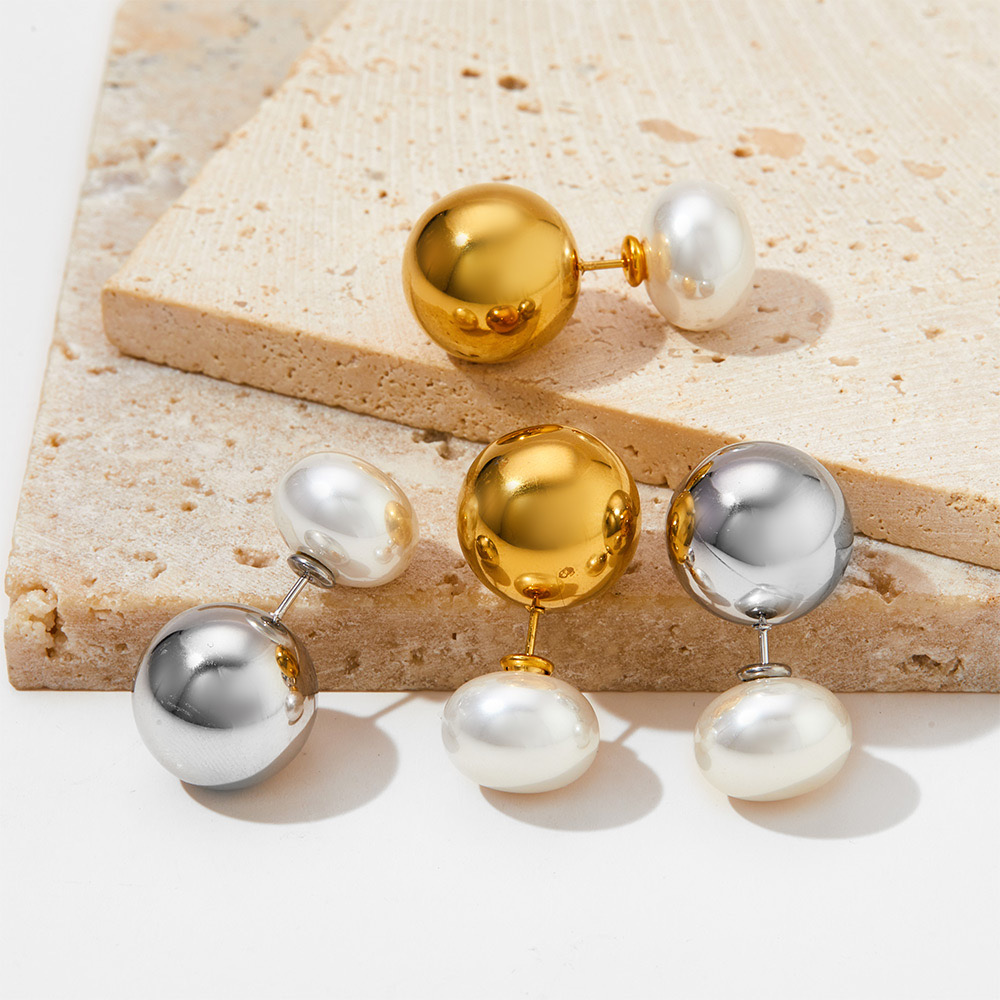 Stainless steel chunky ball earrings