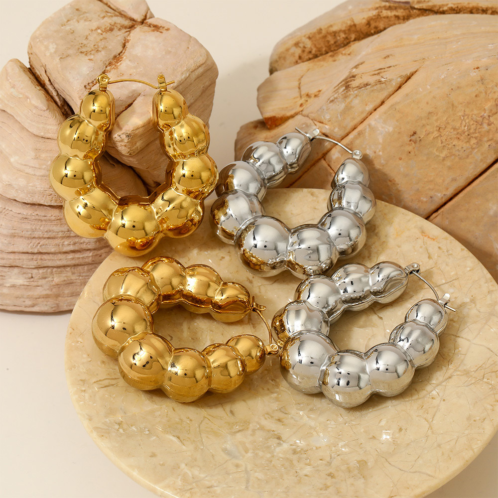 Stainless steel chunky hoops earrings