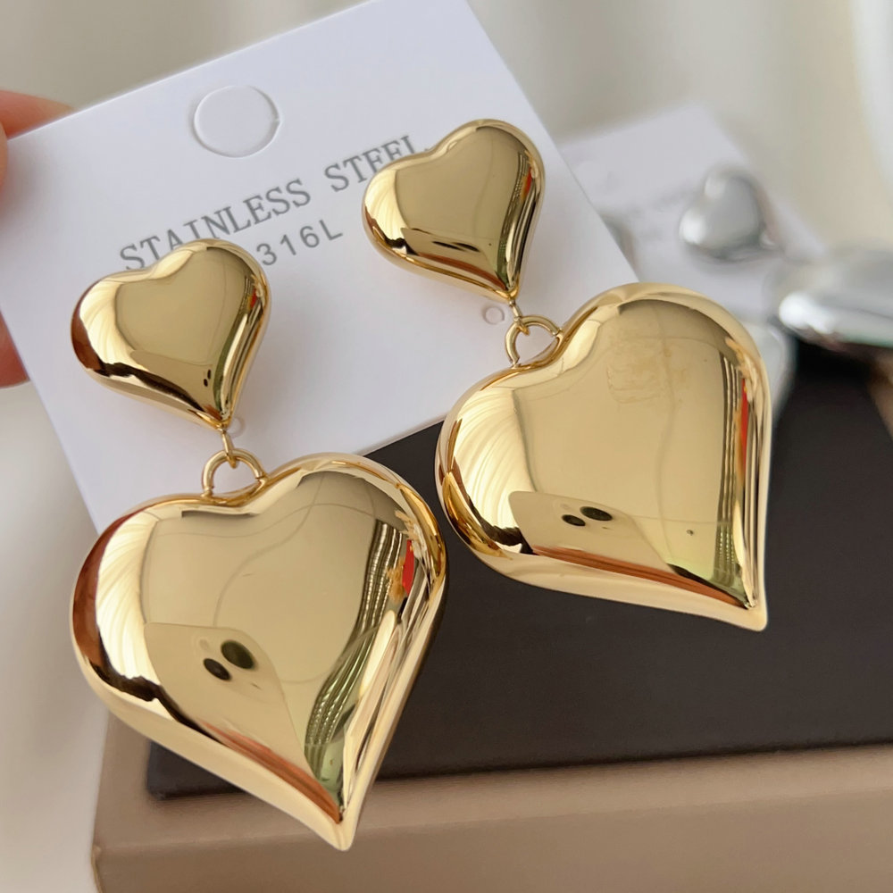 Stainless steel heart earrings