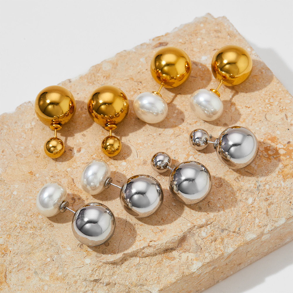 Stainless steel chunky ball earrings