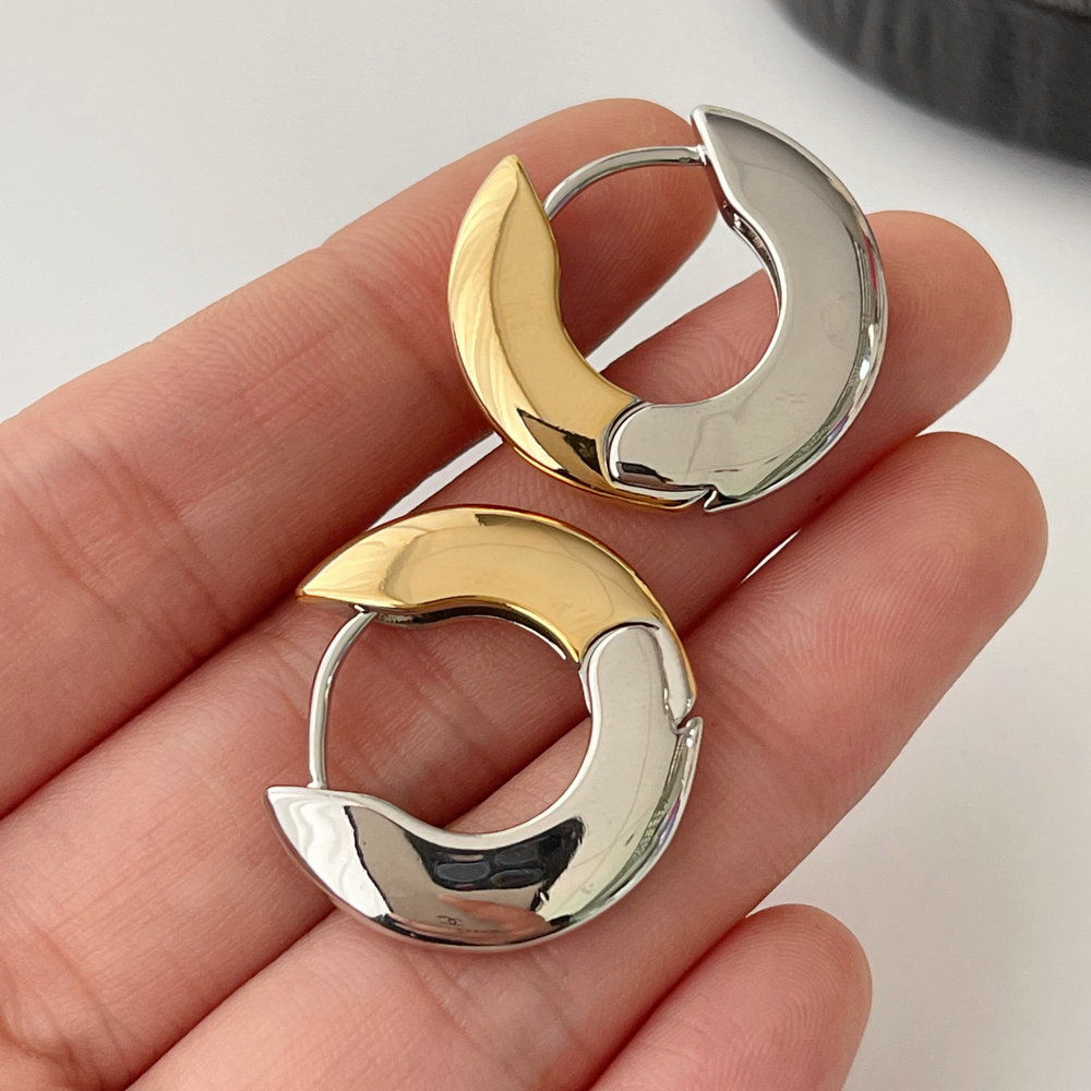 Silver and gold color mix hoop