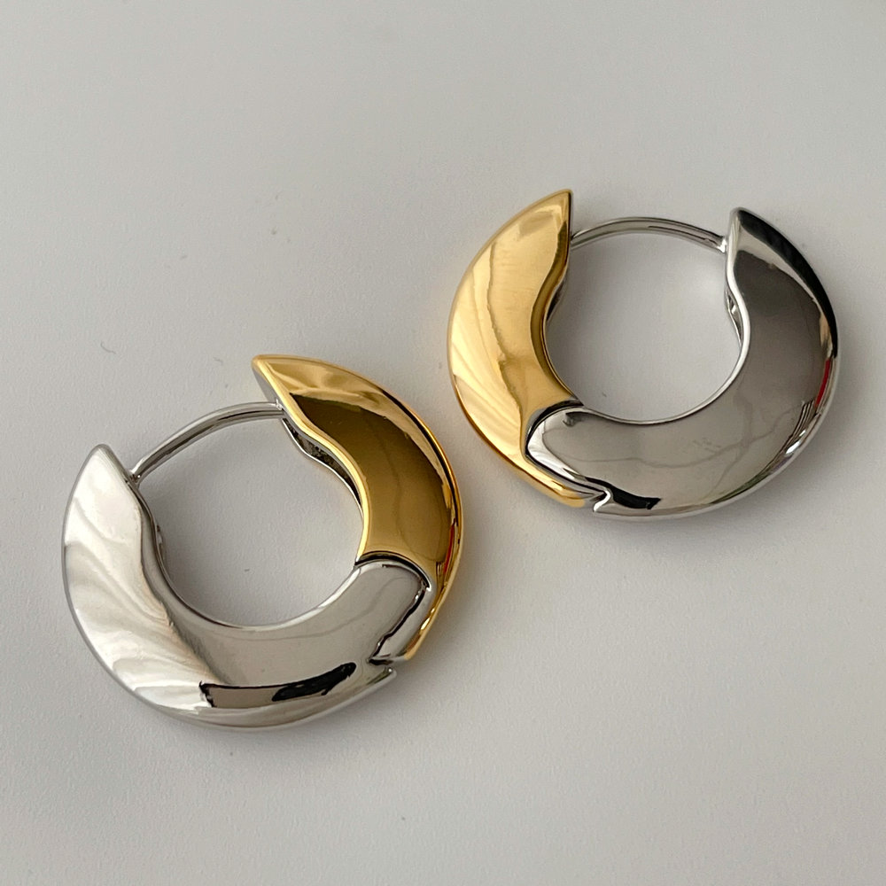 Silver and gold color mix hoop
