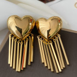Chunky heart tassel earrings