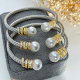 Stainless pearl  bangle