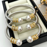 Stainless pearl  bangle