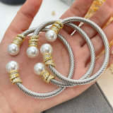 Stainless pearl  bangle
