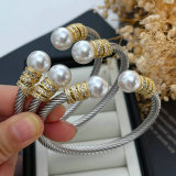 Stainless pearl  bangle