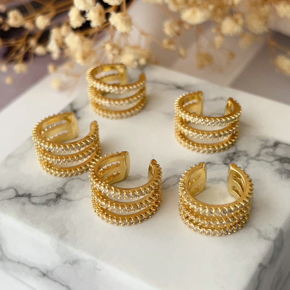 Chunky pave zircon ear cuff ( pairs )