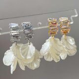 Glass shell charm earrings