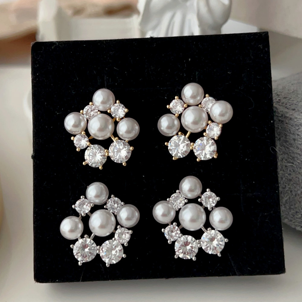 Pave flower earrings