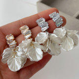 Glass shell charm earrings