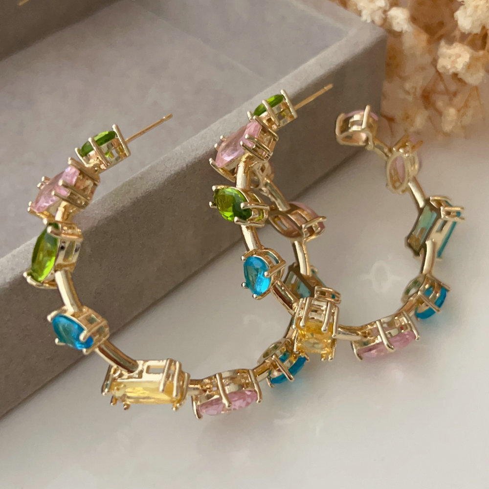 Colorful zircon chunky hoop
