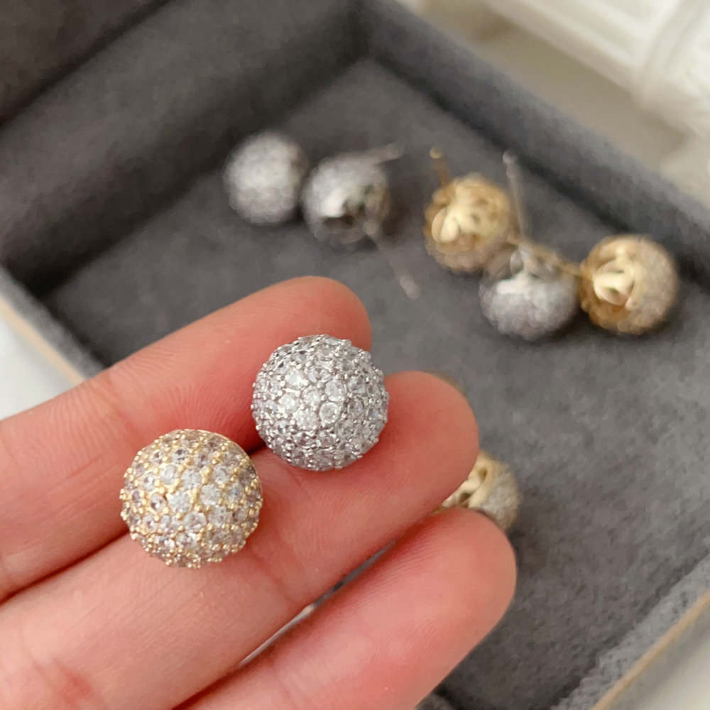 Pave ball earrings