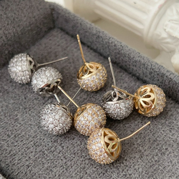 Pave ball earrings