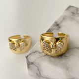 Pave bow adjustable ring