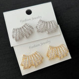 Pave fashon fan earrings
