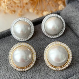 Round glass pearl earrings