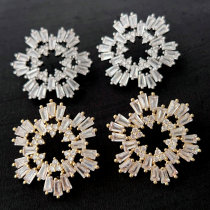 Pave zircon flower earrings