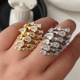 Pave zircon leaf ring