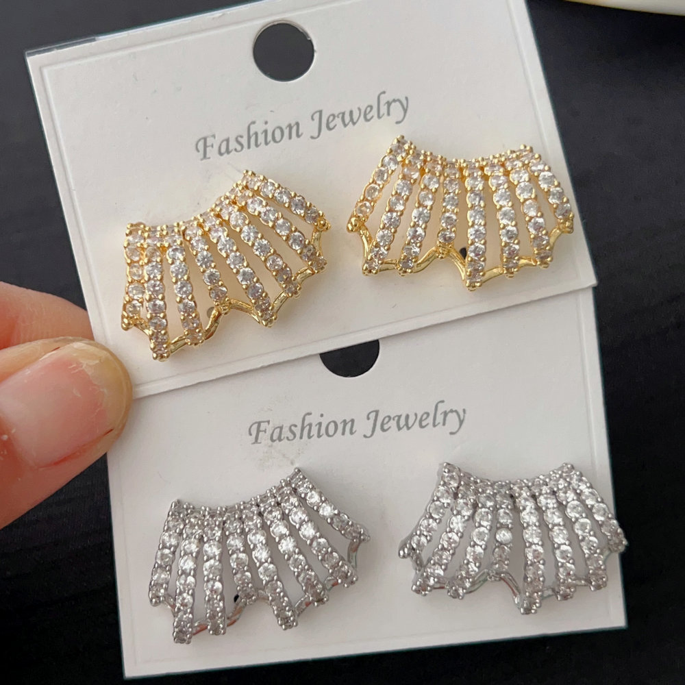Pave fashon fan earrings
