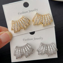 Pave fashon fan earrings