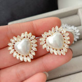 Pavee heart pearl earrings
