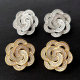 Pave pearl rose flower earrings