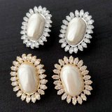 Square pearl pave zircon earrings