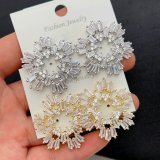 Pave zircon flower earrings