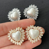 Pavee heart pearl earrings