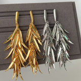 Metal leaf tassel earrings